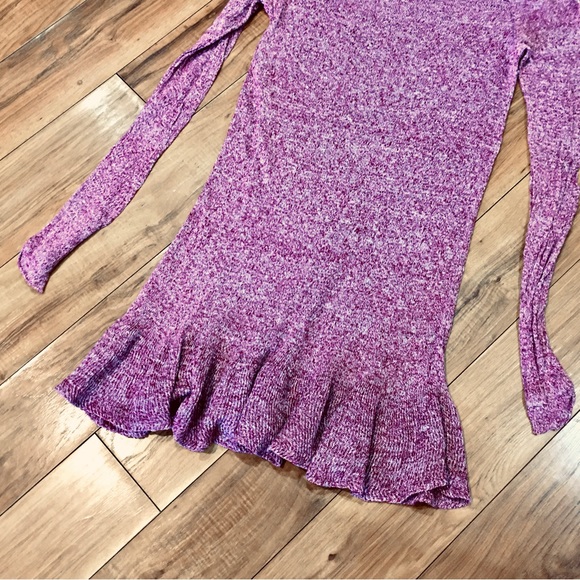 Free People red white sweater knit linen blouse shirt cottage boho ruffl… - Picture 5 of 7